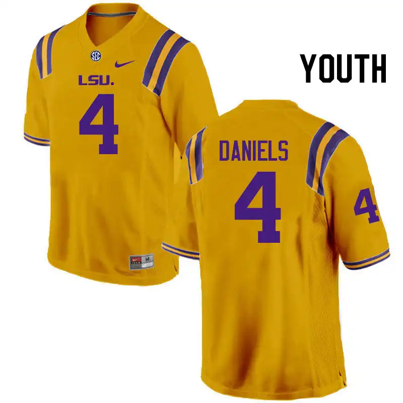 Youth LSU Tigers CJ Daniels #4 Gold NCAA Football Jersey